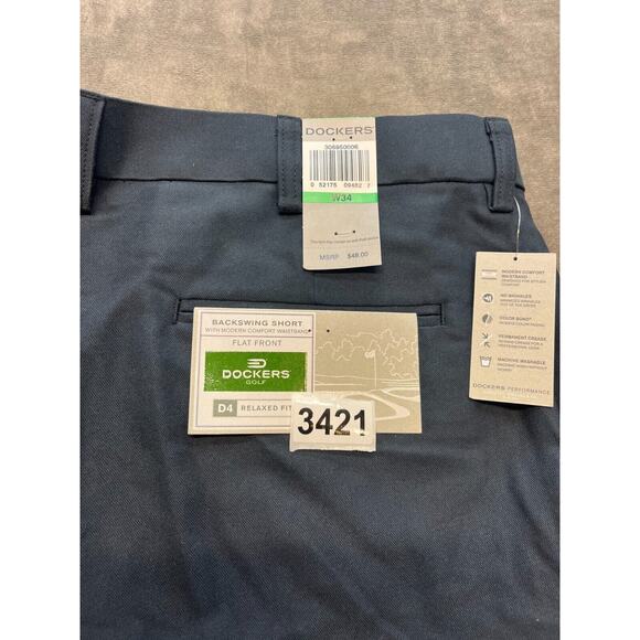 Dockers Men's Golf shorts in black D4 Flat front, relaxed fit size 34 - Picture 5 of 5